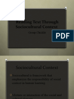 Reading Text Through Sociocultural Context