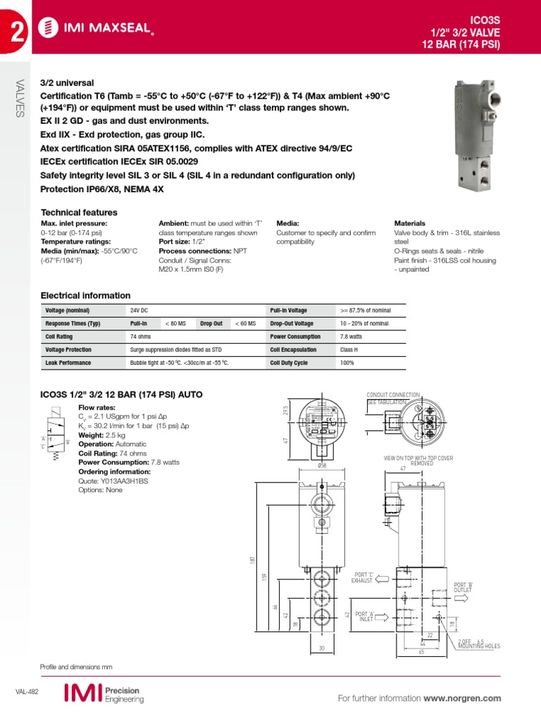 Maxseal ICO3S Solenoid Valve Overview | PDF | Valve | Equipment