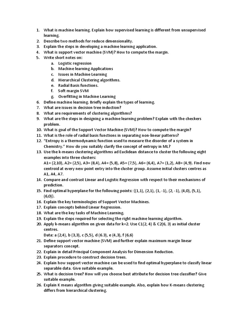 ML Questions PDF Machine Learning Cluster Analysis