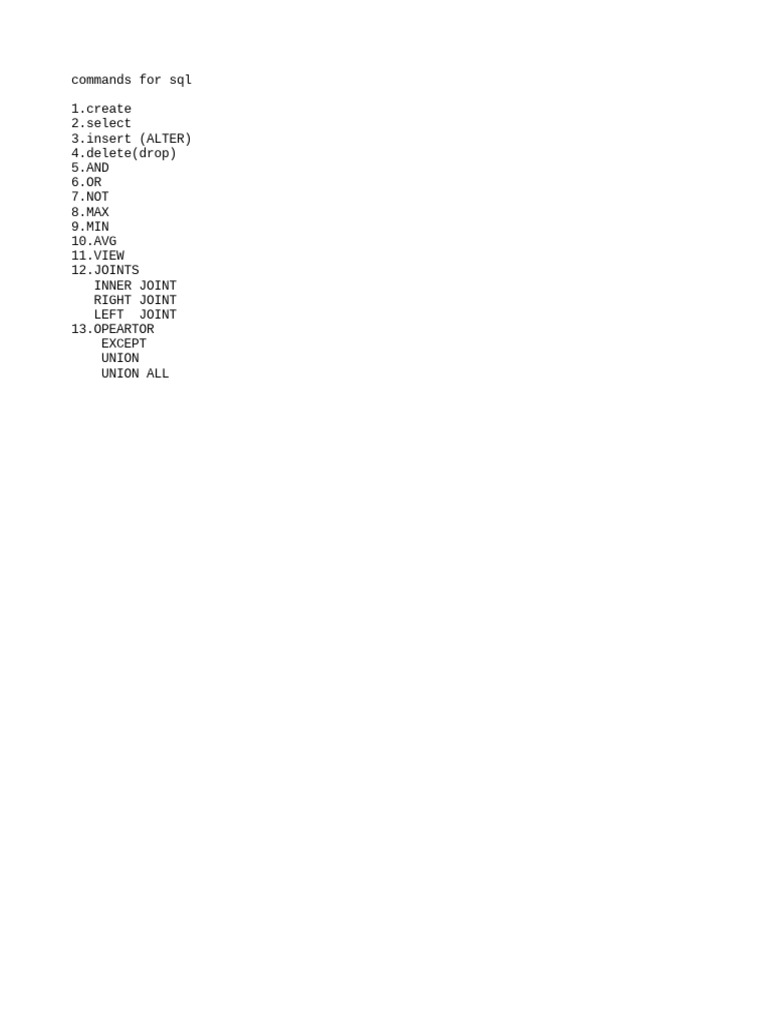 SQL Commands | PDF