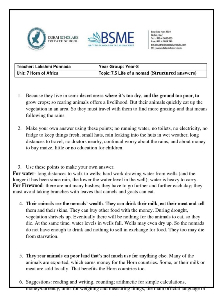 7.5 Life of A Nomad Answer Key Download Free PDF Agriculture