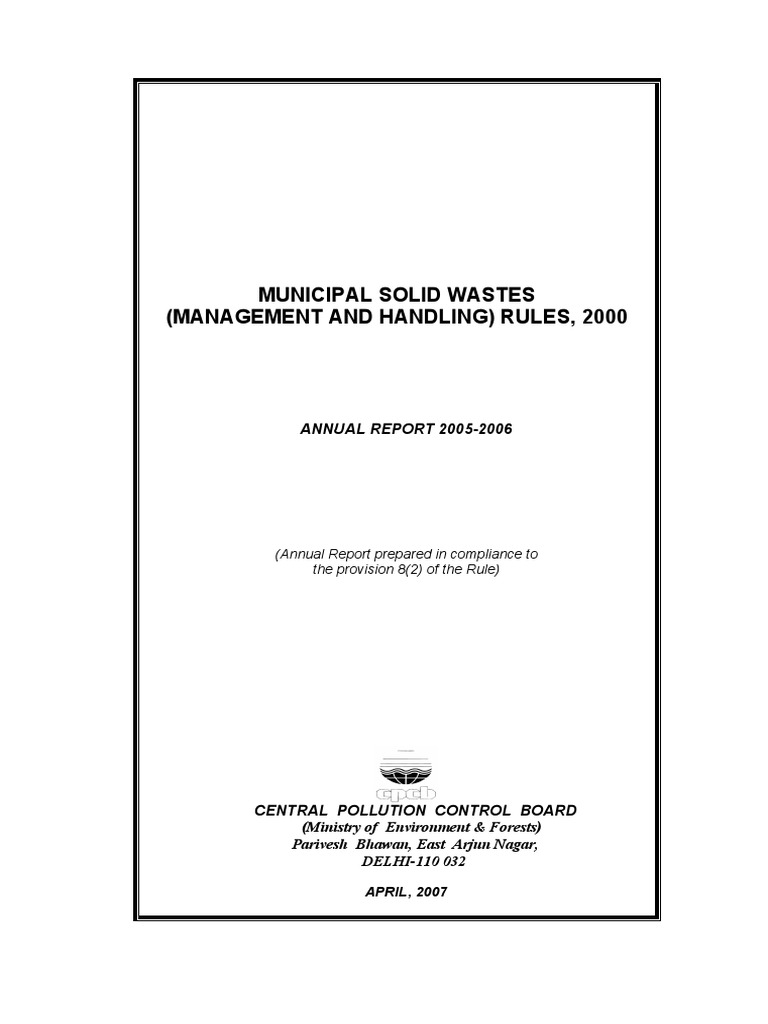 MSW AnnualReport 2005-06 | PDF | Municipal Solid Waste | Waste Management