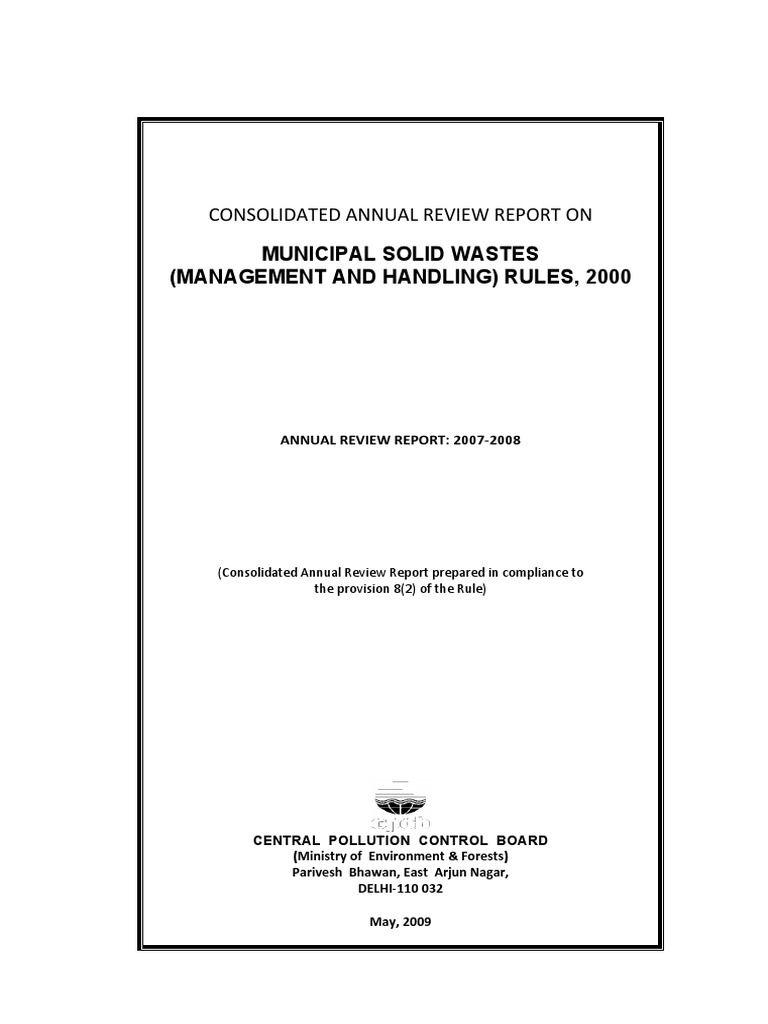 MSW AnnualReport 2007-08 | PDF | Municipal Solid Waste | Waste Management