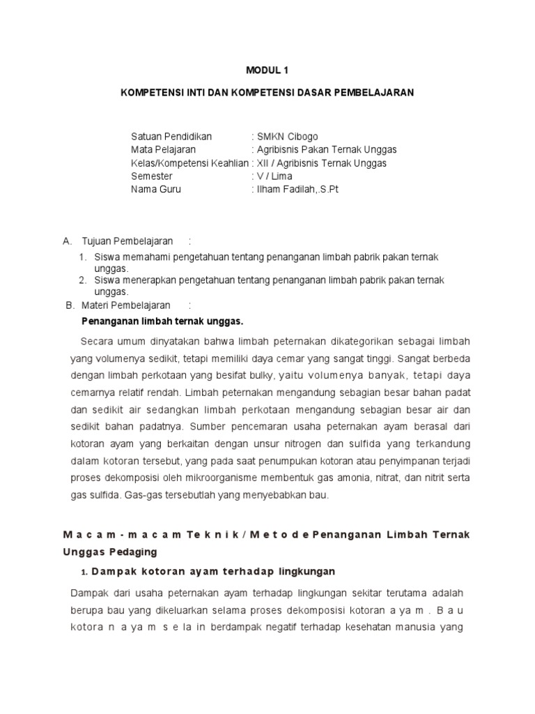 Modul Agribisnis Pakan Ternak Unggas Pdf