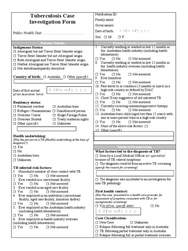 Tuberculosis Cdna National Guidelines For Public Health Units