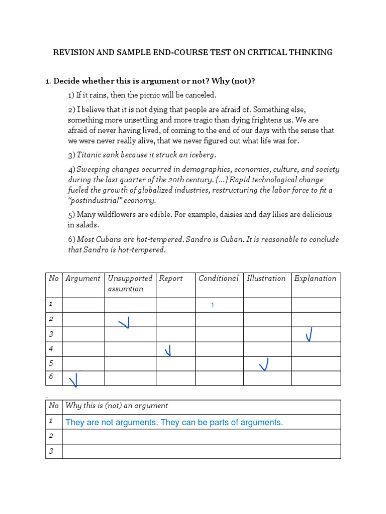 REVISION For END COURSE TEST | PDF | Argument | Deductive Reasoning