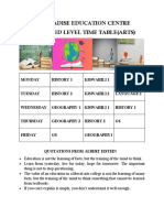 Paradise Education Centre-A Level Time Table