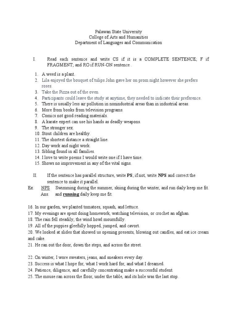 Sentence Structure and Grammar Exercises | PDF