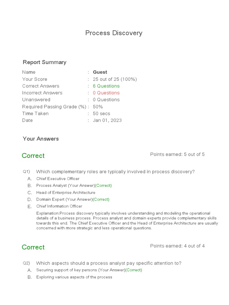 Process Discovery Report Summary | PDF | Expert | Attention