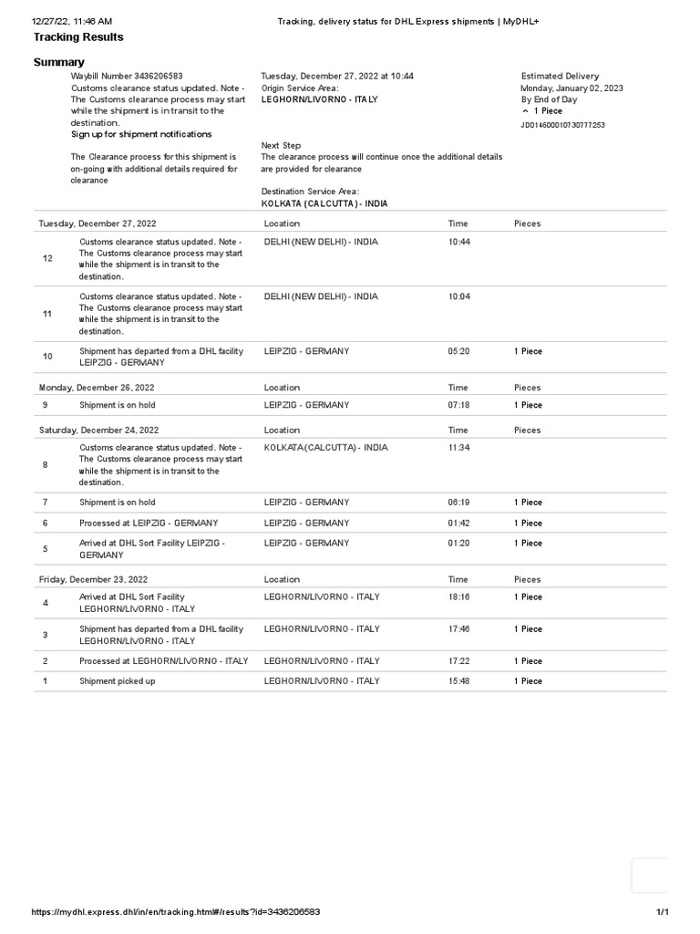 Tracking, Delivery Status For DHL Express Shipments MyDHL+ PDF