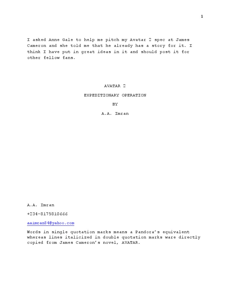Avatar 2: Expeditionary Operation Script | PDF | Coral Reef | Avatar ...