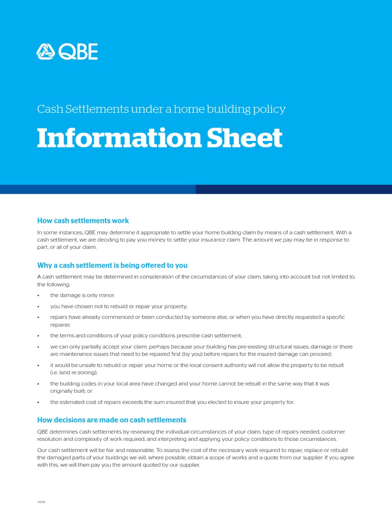 Understanding Cash Settlements Under a Home Building Policy A Guide to