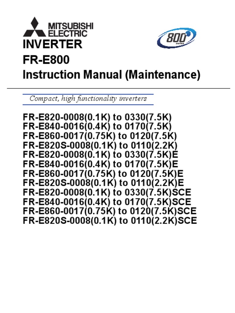 Mitsubishi E800 Manual Maintenance PDF Power Inverter Electric