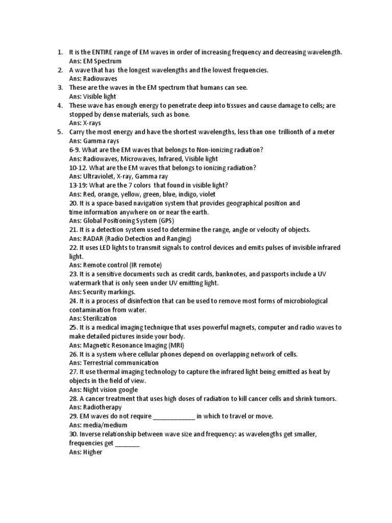 Em Spectrum Quiz PDF Spectrum
