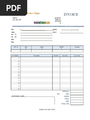 Free Auto Repair Invoice Template