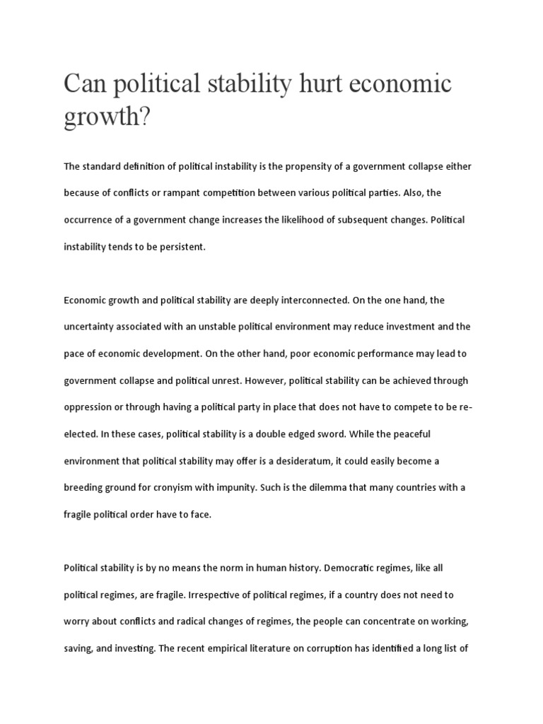 Can Political Stability Hurt Economic Growth | PDF | Pakistan ...