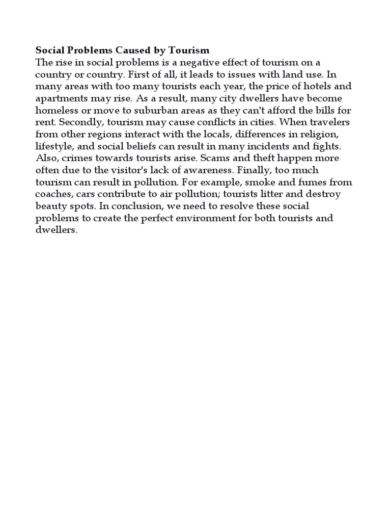 Negative Social Impact of Tourism | PDF
