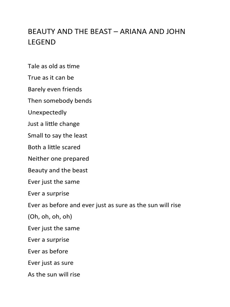 Ariana Grande & John Legend sing Beauty and the Beast | PDF