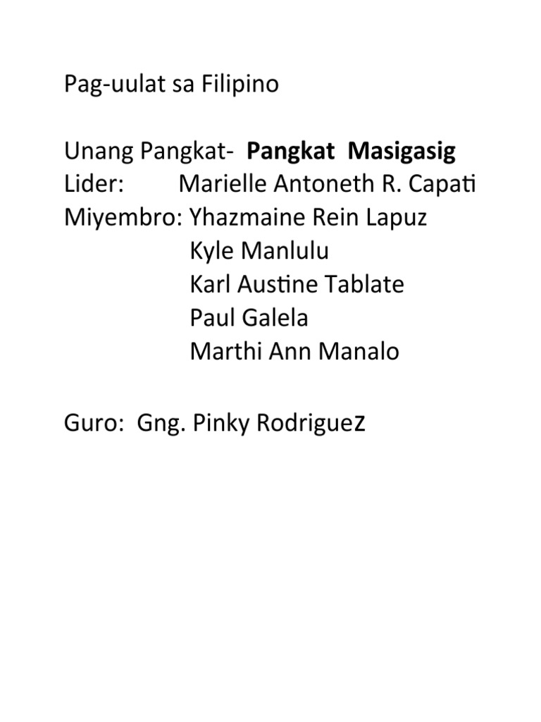 Report Sa Filipino Group 3 | PDF