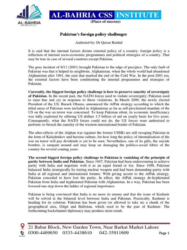 Pakistan Foreign Policy Meaning In Urdu
