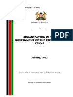 Executive Order No. 1 of 2023 Organization of The Government of Kenya