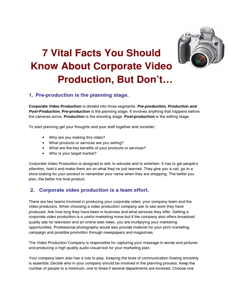 Corporate Video Production Business Plan 2 PDF Filmmaking Advertising