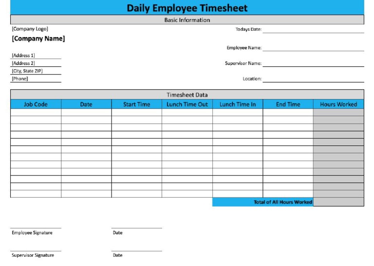 Daily Time Sheet Template v2 | PDF
