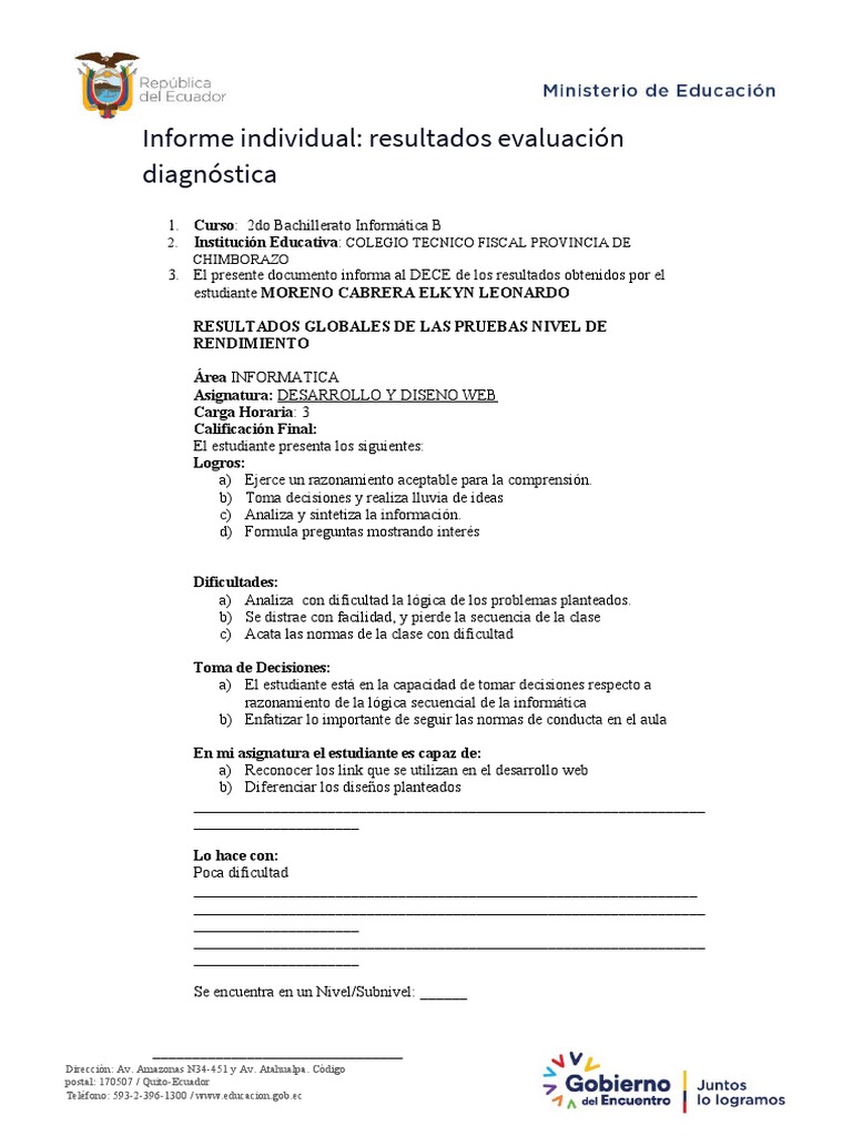 EVALUACIÓN DIAGNÓSTICA Listo | PDF | Informática | Toma de decisiones
