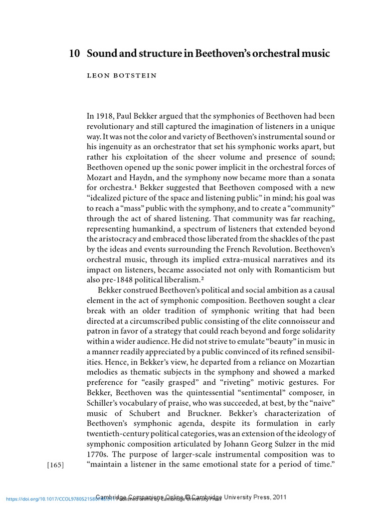 Sound and Structure in Beethovens Orchestral Music PDF Orchestras