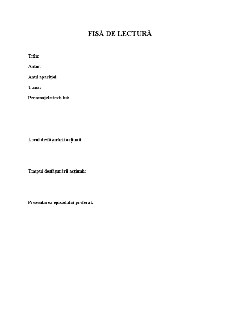 Model Fisa Lectura | PDF
