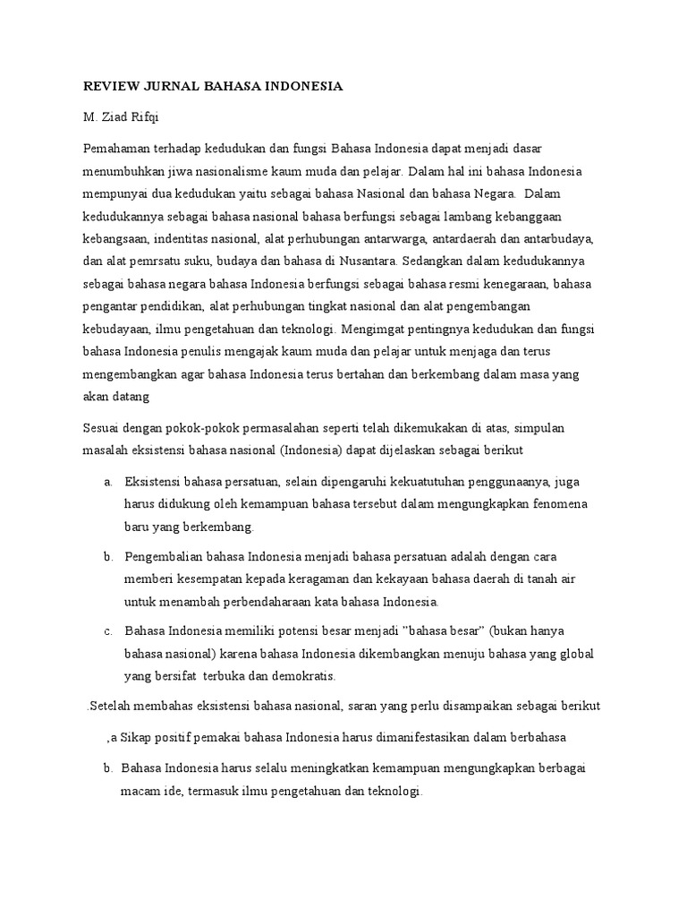 Review Jurnal Bahasa Indonesia | PDF | Seni & Disiplin Bahasa