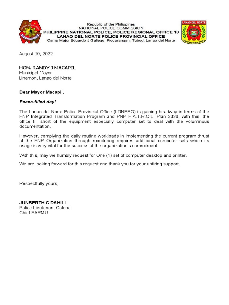 Letter request for computer set linamon pdf