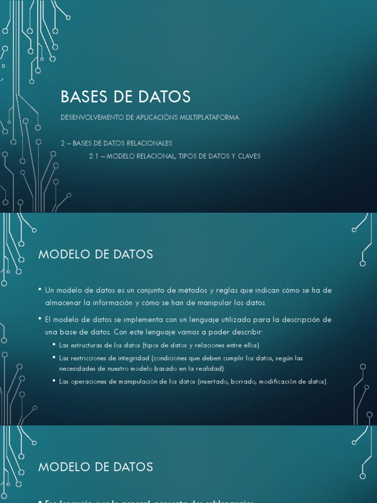 2.1 - Modelo Relacional, Tipos de Datos y Claves | PDF | Base de datos ...