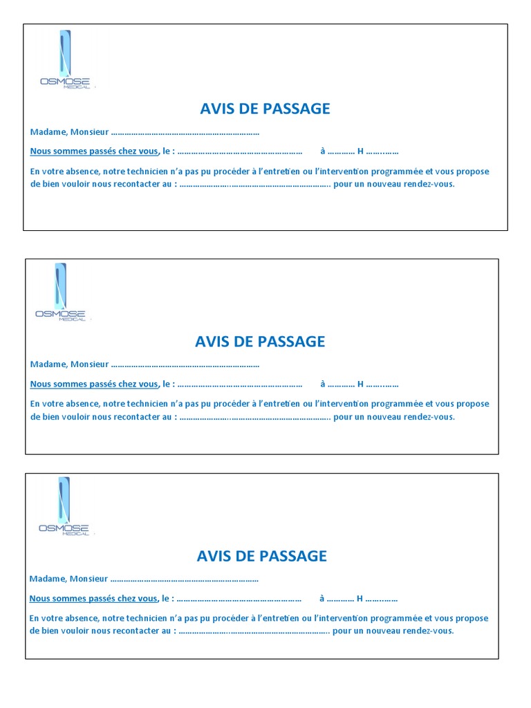 Avis de Passage RecontactezNous PDF — free download