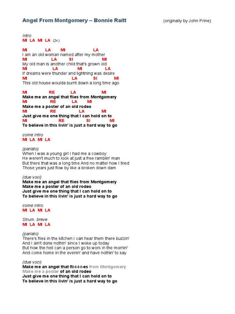 Angel From Montgomery Bonnie Raitt MI PDF