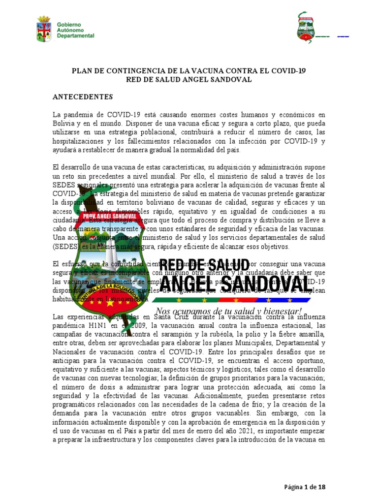 Plan de Contingencia de La Vacuna Contra El Covid | PDF | Virus | Vacunas
