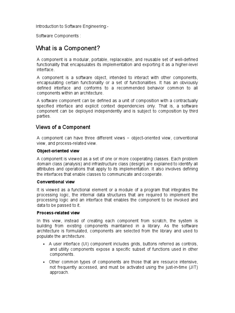 Software Engineering | PDF | Component Based Software Engineering