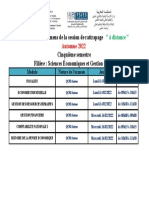 Calendrier Des Examens de La Session de Rattrapage Cinquième Semestre Filière: Sciences Économiques Et Gestion