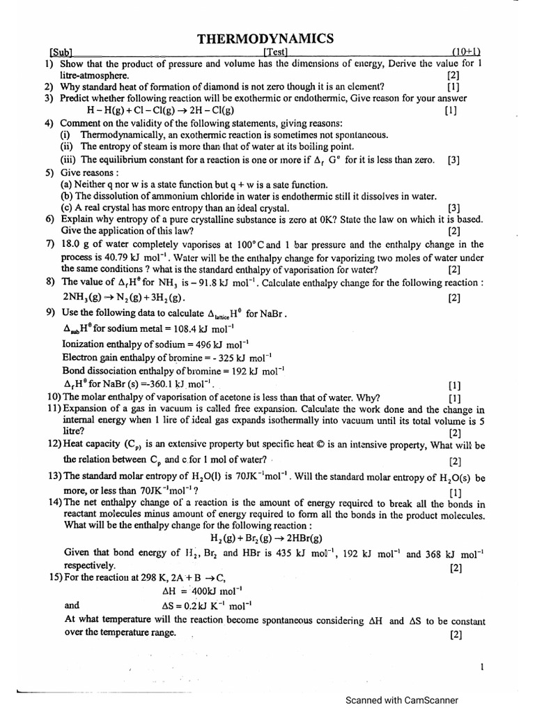 Thermodynamics Chem PDF