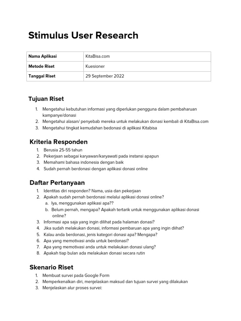 Stimulus user research contoh pdf