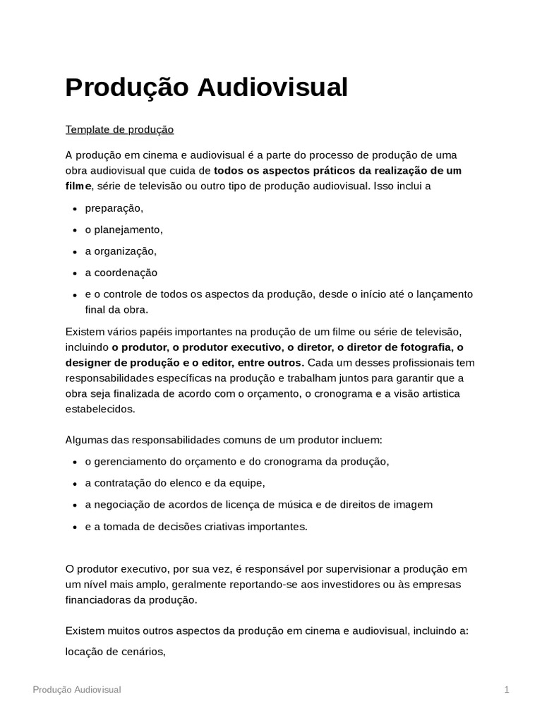 Produção Audiovisual | PDF | Roteiro | Publicidade