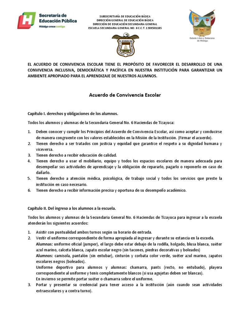 Acuerdo de Convivencia Escolar 2021-2022 | PDF | Trabajo Social | Maestros