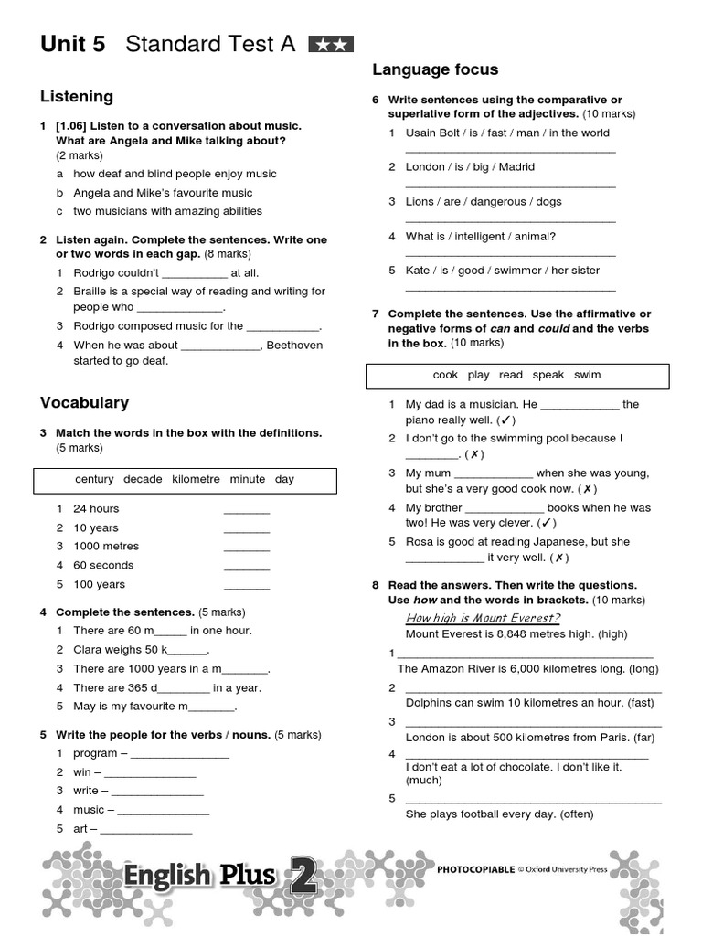 Unit 5 Standard Test A Pdf Linguistics Human Communication