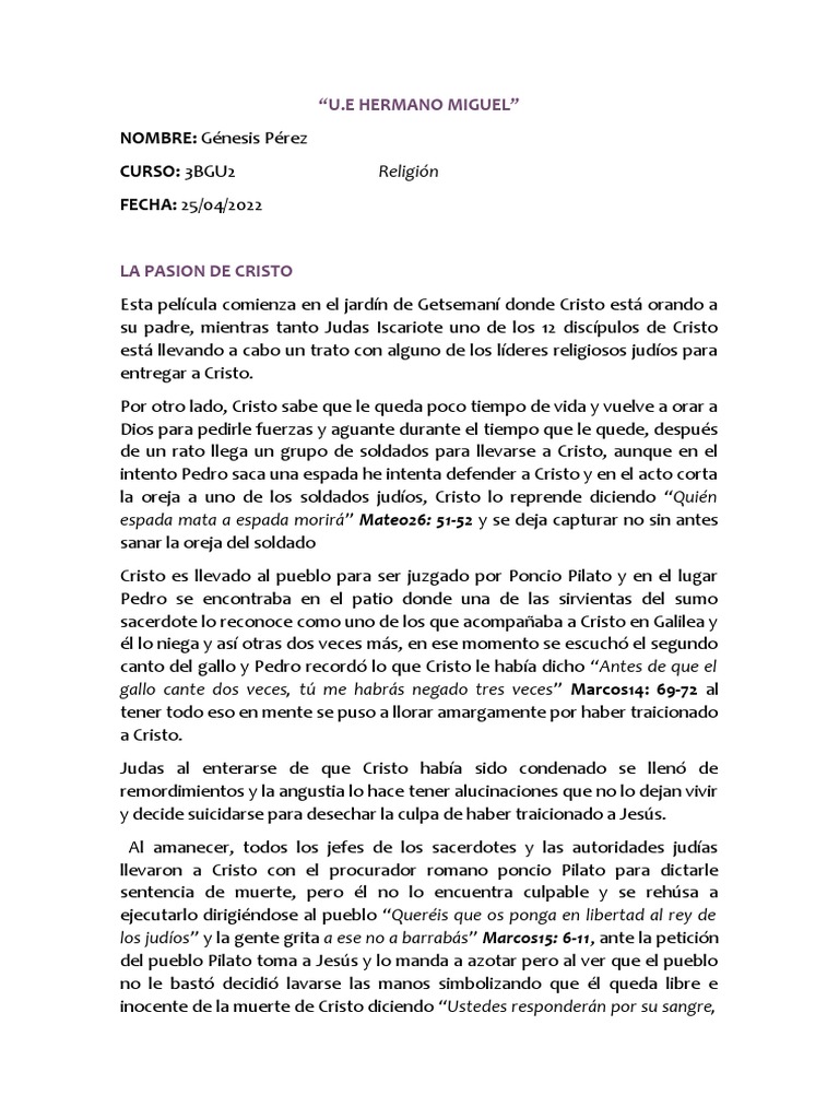 La Pasion de Cristo | PDF | Jesús | Poncio Pilato