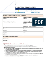 AE1 Listening Midterm Sample Test (Since 2223) - Answer Sheet