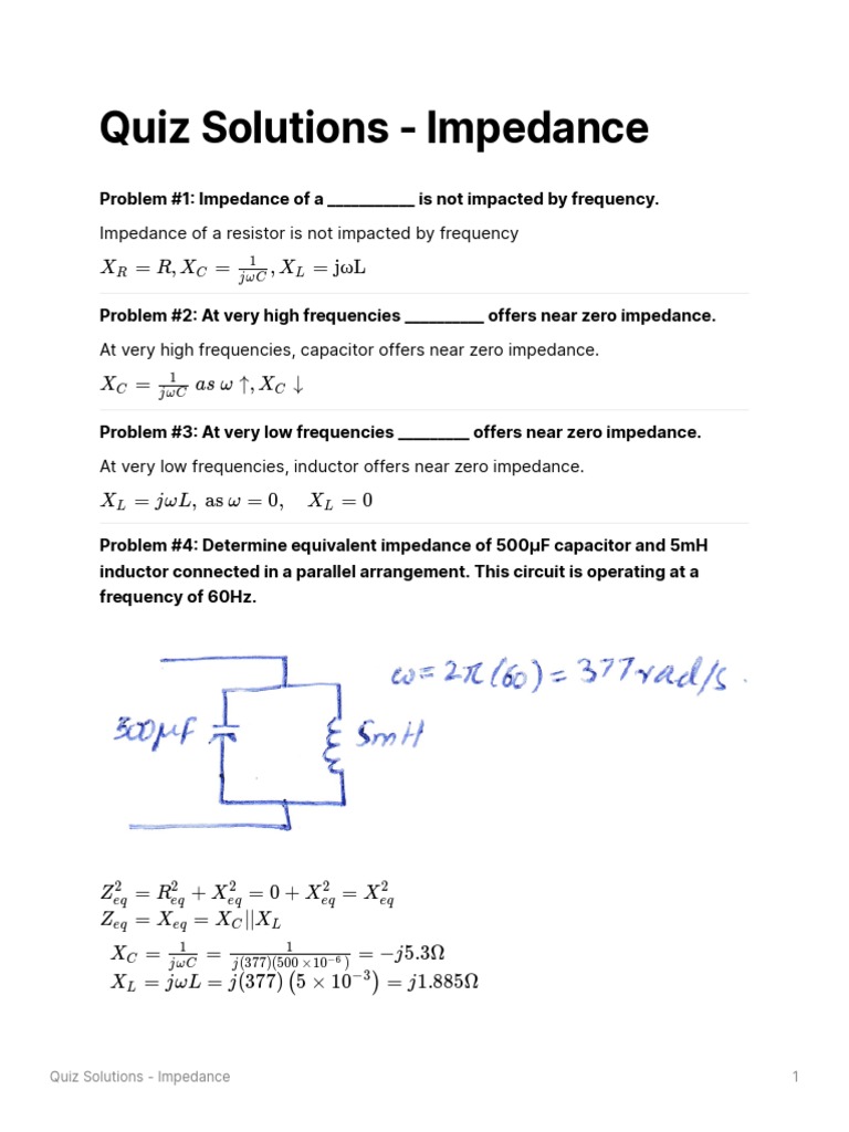Impedance Quiz Solutions Guide Pdf