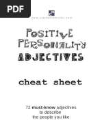 Positive Personality Adjectives Cheat Sheet