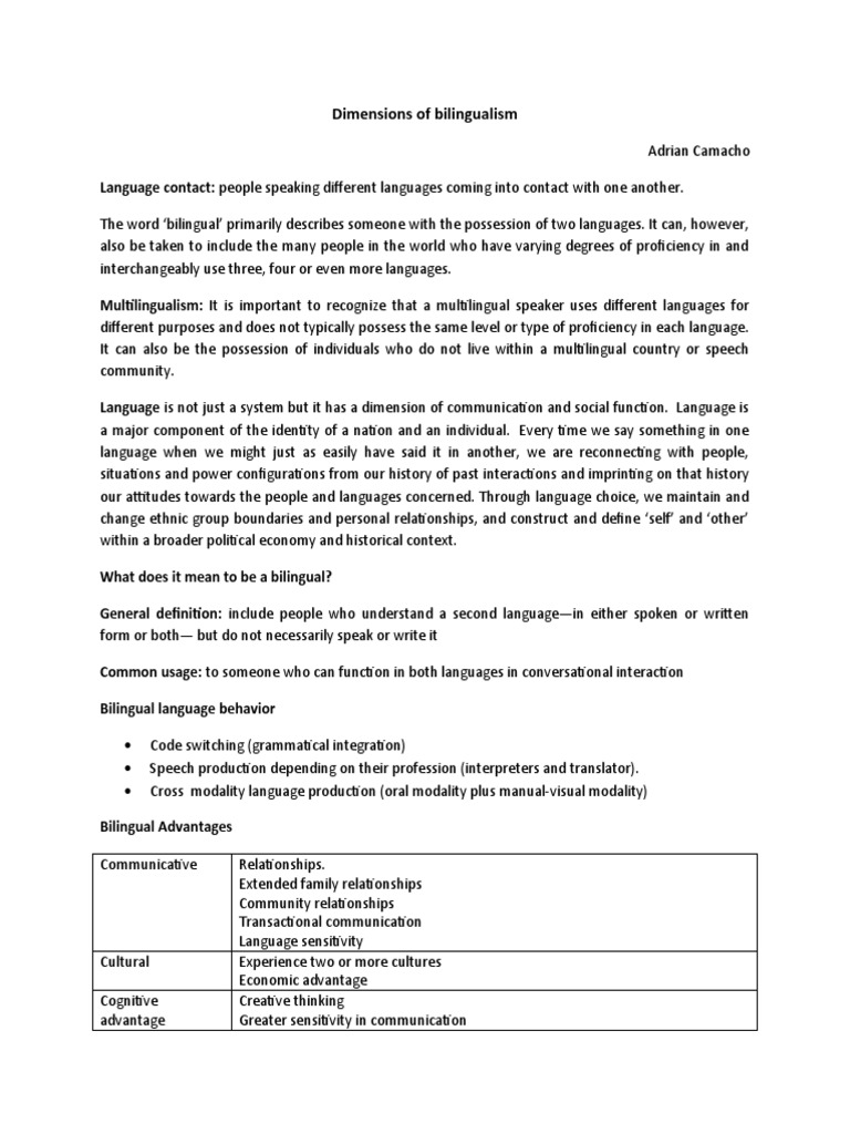 Exploring Bilingualism and Its Impact | PDF | Multilingualism ...