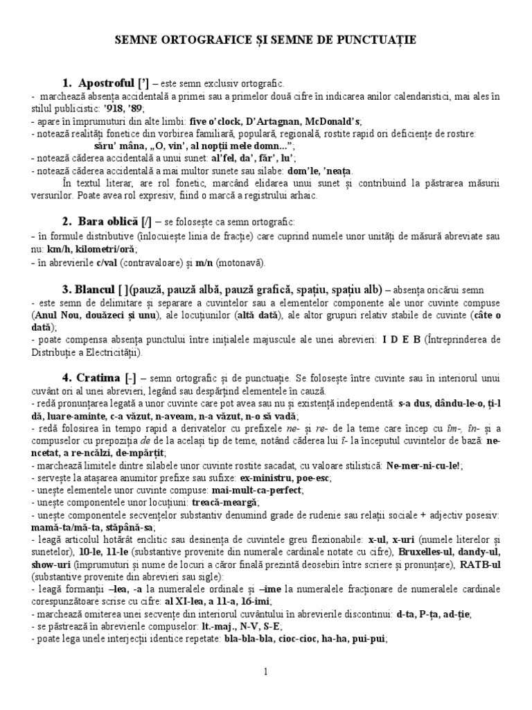 Semne Ortografice Și Semne de Punctuație | PDF