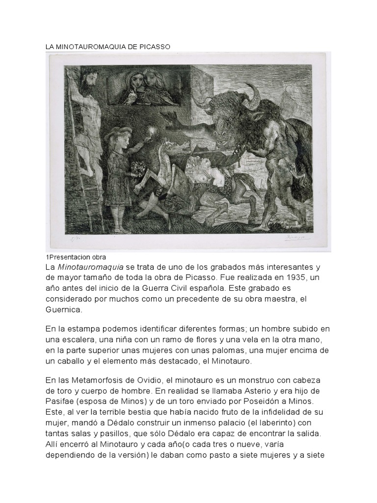 La Minotauromaquia de Picasso: Análisis | PDF | Minotauro | Pablo Picasso